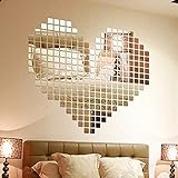 TFGUOqun Mehrzweck 100 Stück/Set-Kunststoff DIY. Selbstklebende Fliese 3D Spiegel Wandaufkleber Aufkleber Mosaikeffekt for Wohnzimmer für DIY-Bastelarbeiten (Color : Silver)