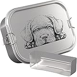 DUDE BOX Brotdose Edelstahl 1200ml | auslaufsicher & nachhaltig | Lunch Box Kinder mit Trennwand | Bento Box Butterbrotdose Brotbüchse mit Fächern (Hund)