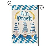 AVOIN colorlife Oktoberfest Biergarten Flagge Wichtel EIN Prosit Vertikal Doppelseitig, Deutscher Wiesn Bayern Hof Outdoor Dekoration 12,5 x 18 Z