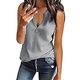 Damen Bluse Kurzarm Oberteile Tshirt V-Ausschnitte Sommershirts Mode Lose Damenblusen Shirt Waffel Strick Elegante Hemdbluse T-Shirt Casual Basic Shirts Mode Teenager M