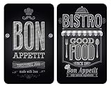 WENKO Herdabdeckplatte Universal Bon Appetit, 2er Set Herdabdeckung für alle Herdarten, Gehärtetes Glas, 30 x 52 cm, mehrfarbig