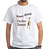 CafePress Chickendinner1.PNG T-Shirt, 100 % Baumwolle Gr. M, weiß