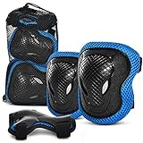 Joymaking Kinder Knieschoner Set, 6er Ellenbogenschoner Handgelenkschoner Schutzausrüstungen Set, Protektoren Kinder für Inliner Skateboard Radfahren Roller Skating, B