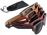 Sonnenbrille Holz Holzoptik mit Brillen Etui - UV400 - verschiede Farben und Muster für Damen und Herren verspiegelt sunglass UV-Schutz Holz Optik dunkel b