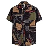 Laonajkd Sommerhemd Herren Kurzarm Sommer Henley Shirts Vintage Loose Sommerhemd Leichte Atmungsaktive Streetwear Vintage Hemden Tops Pullover Ob