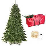 HOTOOLME Weihnachtsbaum künstlich 180cm mit 20m LED-Licht und 1000 Spitzen, Tannenbaum mit Schnellaufbau Klappsystem inkl. Metall Christbaum S