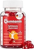 Gumtamin Multivitamin Apfelessig Gummies Zuckerfrei - Hochdosiert 1000mg Apple Cider Vinegar und 7 Vitamine für Kinder und Erwachsene- 60 vegane Gummies - Alternative zu Tabletten und Kap