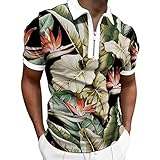 Herren Poloshirt Kurzarm Businesshemden Reißverschluss Muster Drucken Kurzarmshirt Slim-Fit Freizeithemd Männer T-Shirt Tunika Polo Hemden Herrenoberteile Sportshirt Sommer T