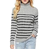 Damen Elegant Lose lässiger Einfach Freizeit Pullover Hohem Kragen Herbst Winter Warm Pulli Sweatshirt Rollkragenpullover Strick Slim-Fit Pullover Strickpullover Basic Langarmshirt Super S