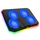 havit RGB Laptop Kühlpad, Laptop Kühler Cooling Pad Notebook Cooler Kühlmatte mit 2 USB Port,DC 5V Schnittstelle,4 Lüfter und RGB Hintergrundbeleuchtung 2076