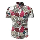 Hemd Herren Sommer Basic Slim Fit Strickjacke Herren Shirt Modern Stretch Vintage Druck Herren Kurzarm Urban Casual Urlaub Herren Hawaii H