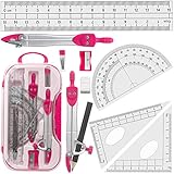 Schulzirkel Geometriezirkel Mathematik Geometrie Set Geometry Compass mit 2pcs Zirkel, 2pcs Geodreieck, 15 cm Lineal und Wink