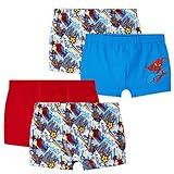 Marvel Spiderman Unterhosen Jungen, 4Pack Boxershorts Jungen, 100% Baumwolle Kinder Unterwäsche, Geschenke für Jungen und Jugendlichen (Mehrfarbig, 3-4 Jahre)