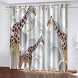 TTBBBB Verdunklungsvorhang Weiße Giraffe B 120 x H 140 cm Gardinen Verdunkelungsvorhang Schlafzimmer Kinderzimmer Thermovorhang Fensterdekoration 3D Muster Ösen schal 2Er S