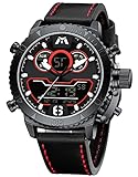 MEGALITH Herrenuhr Outdoor Sport Digital Herren Uhren LED Wasserdicht Militär Armbanduhr Herren Chronograph Groß Leder Analog Digital Uhren Herren mit Wecker Datum Stopp