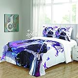 HSKABA bettbezug für kinderbett Lila, Cartoon, Schmetterling 260x220cm 3 Teilig Ultraweiche Mikrofaser mit Reißverschluss 3D-Digitaldruck Bettwäsche Satz Für Jugendliche Mädchen Startseite S