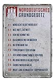 Blechschild Norddeutsches Grundgesetz - Metallschild Frei Hansestadt Hamburg - Wappen - Retro Deko Schild norddeutsche Sprüche Dialekt - lustiges Geschenk Norddeutsche Zugereiste Zugezogene - 20x30