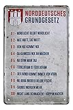 Blechschild Norddeutsches Grundgesetz - Metallschild Frei Hansestadt Hamburg - Wappen - Retro Deko Schild norddeutsche Sprüche Dialekt - lustiges Geschenk Norddeutsche Zugereiste Zugezogene - 20x30