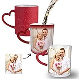 Tasse mit Foto,Magische Kaffeetasse mit Ihrem Wunschfoto,für Gedenk Geschenke für Paare und Familie,Rot F