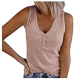 AntnyGye Unterhemd V-Ausschnitt Damen Ärmellos Unterhemd T-Shirt Button Down Shirt Casual Damen Bluse Frauen Tanks, rose, XXXXL