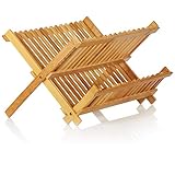 com-four® Abtropfgestell für Geschirr, klappbar - Abtropfständer aus Bambus - Geschirrabtropfgestell - Geschirrtrockner - Geschirrabtrop