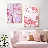 ZYQYQ Bilder Leinwand Wandkunst Aquarell Abstrakte Bilder für Wohnzimmer Dekor Rose Gold Malerei Rosa Poster und Drucke 40x60cmx2 Ohne R