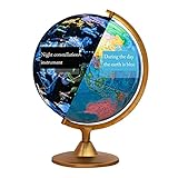 ZANZAN Geographischer Globus 2-in-1 Erdkugeln mit Edelstahlständer 31,8 cm Weltkugel Lernen Politische Karte Pädagogisch Globus Konstellation Globus Weltkugel Dekor (Farbe: Globs)