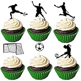 JeVenis Set mit 24 Fußball-Cupcake-Toppern, Fußball-Cupcake-Topper, Sport-Kuchendekoration für Fußball-Party, Dekoration, Sport-Party-Dek