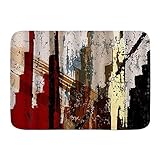 Fußmatten, Graffiti Art Beige Schwarz Rot Abstrakt Splash Kreative Komposition Modern, Küchenboden Badteppich Matte Saugfähig Innen Badezimmer Dekor Fußmatte R