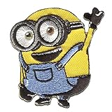 MINIONS BOB HALLO! - Aufnäher, Bügelbild, Aufbügler, Applikationen, Patches, Flicken, zum aufbügeln, Größe: 6,5 x 6