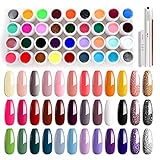 Gel Nagellack Comozon UV Gel Nagelgel Farbgel Für Gelnäge Farben Nagel Gel Farben Set Für NäGel Gel Nail Polish Farbgel GelnäGel Set AnfäNger 36 Farben Glitzer UV Gel Farbgel (Standard)