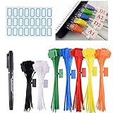 Discra Kabelbinder Tags,250 Stück Kabelbinder Tags bunt Kabelbinder Etiketten selbstsichernde Kabelbinder Marker für Home Office Garage in der Kabel-Management 3×150MM