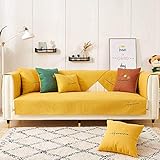 Wohnlandschaft Zweisitzer-Sofa couchüberzug,Sofabezügen,Sofa-Cover für Stoff-Sofa/Ledercouch,Ahornblatt-Stickerei,rutschfeste Couch-Slipcover,moderne universelle Sofasabdeckungen-Gelb_70 * 70