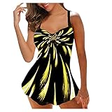 Yoofeiduoduo Badeanzug Schwimmrock Damen Push Up Schwimmrock Damen High Waist Schwimmrock Damen Lang Badeanzüge Für Damen Tankini Damen Bauchweg Badebekleidung Zweiteiliger Badeanzug mit H