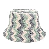 Surkat Winter Plüsch Eimer Hut Warm Kunstfell Fisherman Cap Winddicht Hüte für Frauen, Blue&deep Grey, Einheitsgröß