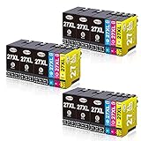 Jagute 27XL ersetzt Epson 27 27XL T2711 Tintenpatronen für Epson Workforce WF-7610 WF-7620 WF-3620 WF-3640 WF-7110 WF-7710 WF-7715 WF-7720 WF-7210 18-Pack