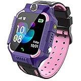 PTHTECHUS Kinder Spiel Smartwatch Telefon, Kind Armbanduhr Touchscreen Uhr mit Anruf Taschenrechner Taschenlampe Schrittzähler SOS Wecker Kamera, Geschenk für Jungen Mädchen Studenten (Rosa)