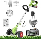 Akku Rasentrimmer Mit Li-Ion Akku Trimmer, Mit Ladegerät Verstellbarer Teleskopstab, Zusatzhandgriffriff 36 TV Akku Freischneider für Garden, Rasen, Dornbusch Trimmen Green,