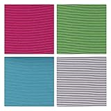 Sylter Nähkultur Bündchen Paket Ringelbündchen Starterset Mix-Paket 4x25x70 cm Schlauchware türkis/Petrol pink/Dunkelpink grau/hellgrau & Kiwi/grün (EUR 13,60/ Meter)