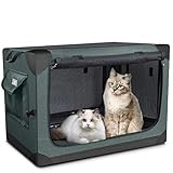 PUPPY KITTY Faltbare Auto Hundebox für Katzen und mittelgroße Hunde, tragbarer Reisehundekäfig für Kofferraum, 66 × 46 × 46 cm, O