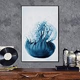 LLXXD Europäische Moderne minimalistische Blaue Qualle Veranda Kinderzimmer dekorative Malerei-50x70cm （kein Rahmen）