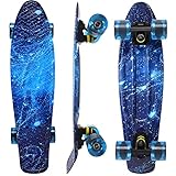 WonderTech Galaxis Penny Board Skateboard Blau 22 Zoll,Mini Cruiser für Jungen und Mädchen 55