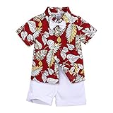 Generic 9 Monate -6 Jahre Baby Jungen 2tlg Bekleidungsset Kurzarm Hawaii Hemd Shirts + Kurze Hose mit Tasche + Fliege Kinder Sommer Freizeit Suit Shorts Strand Urlaub Kleidung Outfit S