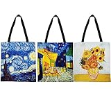 Van Gogh Einkaufstasche aus Segeltuch, wiederverwendbar, für Lebensmittel, Einkaufstasche, große Schultertasche, Handtasche, 3 Designs, 33 x 35,6