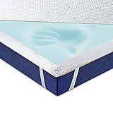 Kimbosmart Matratzentopper 160 x 200 x 8, Memory Foam mit kühlendes Gelschaum, Luftdurchfliessendes Erogomisches Design, Bequeme Matratzenauflage M