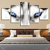 SGDJ Leinwanddrucke Tier Hund Blaues Auge 5 Leinwand, Wand Kunstdruck Poster-150 * 80Cm-Rahmen Wanddekoration Dek