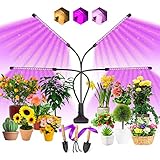 Pflanzenlampe LED Vollspektrum Pflanzenlicht 80 LEDs, 4 Köpfe Grow Lampe Pflanzenleuchte Wachstumslampe für Pflanzen, 10 Dimmstufen LED Grow Light für Zimmerpflanzen, Gartenarbeit, Gew