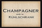 Crealuxe Fussmatte Champagner Steht im Kühlschrank - Fussmatte Bedruckt Türmatte Innenmatte Schmutzmatte lustige M