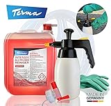 Terma Intensiv Alu-Felgenreiniger Konzentrat rot Made in Germany geeignet für Alu- und Stahlfelgen zur Motorrad- und Autopflege 5l Felgenreiniger rot + Handschuhe + Pumpsprüher+ Ab