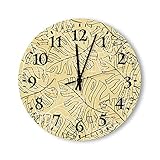 Wanduhr, Silent & Non-Ticking Wanduhr, Line Art Leaf Design Line Wallpaper Pflanzenzeichnung Einfach zu lesende U